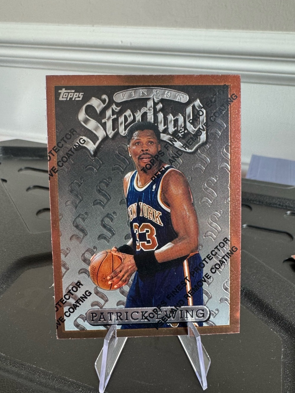 1996 Patrick Ewing Topps Finest Sterling Card with protective seal. #knicks